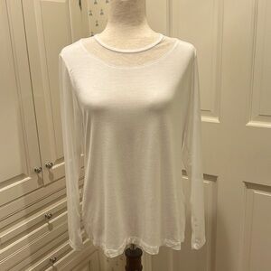 ANATOMIE KIM STYLE PURE WHITE LIGHTWEIGHT, SOFT, MESH-SLEEVE TOP